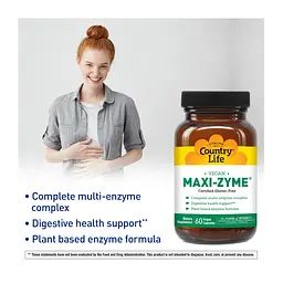 Мультиферментна добавка Country Life Maxi-Zyme Caps 60 вегетаріанських капсул - мініатюра 3