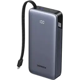 УМБ Ugreen 25000mAh 45W PD/QC, USB-A,USB-С IN/OUT, with built in USB-C cable (PB536) Gray