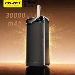 Повербанк Awei PA12 на 30000 mah 22.5W Чорний, зовнішній акумулятор роутера — телефона, потужний powerbank - мініатюра 2