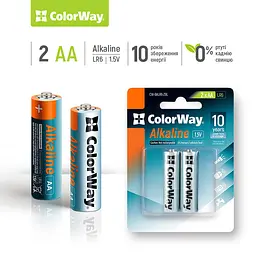 Батарейка Colorway AA/LR06 Лужна Power, СolorWay, BL (2шт.) - мініатюра 2