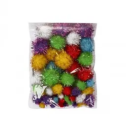 Декоративні помпони з люрексом для творчості Bambi Pom-poms-4, d-1,5/2,5 см, 20 шт