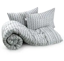 Набір Руно ковдра 200х220 + 2 подушки 50х70 силіконовий Grey Braid 925.52_Grey Braid