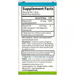 Вітаміни для дітей Carlson Laboratories Kids Super Daily D3+K2 360 drops (1086-2023-10-2211) - мініатюра 2