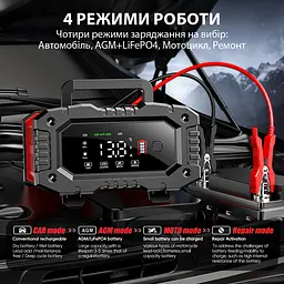 Автомобільний зарядний пристрій Foxsur FPT-200 Автоматичний імпульсний з функцією відновлення 12V 20А - 24V 10A LiFePO4 Red (19439) - мініатюра 10