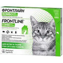 Краплі Boehringer Ingelheim Frontline Combo від бліх та кліщів для котів та тхорів 1.5 мл (3 шт. х 0.5 мл) (159916) - мініатюра 2