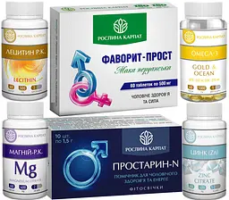 Програма для чоловічого здоров'я, Фаворит прост, Цинк, Магній Р.К Фітосвічки Простарин N, Лецитин Р.К Омега-3
