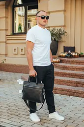 Шкіряна чоловіча ділова сумка-портфель чорна Tiding Bag 30987 38 см - мініатюра 8