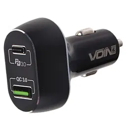 Автомобільний зарядний пристрій Voin 63W 1USB QC3.0 18W + 1PD 45W 12/24V (C-63202Q)