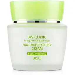 Крем для обличчя 3W Clinic Snail Moist Control Cream зволожуючий з равликовим муцином 50 г