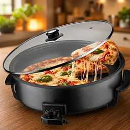 Сковорода для піци Pizza pan R.5405 RAF / Електросковорода для піци з антипригарним покриттям / Сковорода з кришкою та термостатом 1500W - мініатюра 3