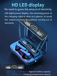 Бездротові Bluetooth 5.1 стерео навушники з боксом для заряджання вбудованим ліхтарем LED дисплей з індикатором заряду UKC TWS M19 - мініатюра 7