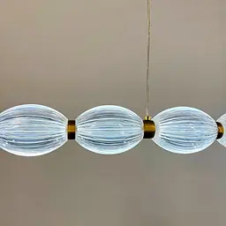 Led люстра з прозорими рельєфними кульками у латунному видовженому корпусі 100 см | Line F | Арт. MJ343-1000L - мініатюра 5