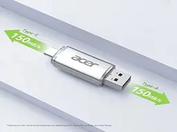 Флеш-накопичувач USB 32Gb UT300, Silver, Type-C / USB 3.2 Gen 1 (BL.9BWWA.588) Acer teh0029156 - мініатюра 3