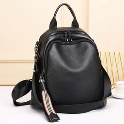 Шкіряний жіночий рюкзак міський чорний Olivia Leather 6711 - мініатюра 4