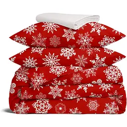 Комплект постільної білизни Cosas Winter CS1 Євро червоний (SnowflakesWhiteRed_RoseLight30_200)