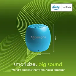 Boompods Zero Talk Міні-портативний динамік Bluetooth із вбудованими розумними пристроями Amazon Alexa - невеликий бездротовий вод - мініатюра 2
