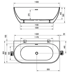Ванна акрилова Ravak Freedom W 160x80 XC00100024 - мініатюра 3