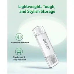 USB флеш накопичувач Acer 64GB UT300 USB-A/Type-C 3.2 Silver (BL.9BWWA.589) - мініатюра 5