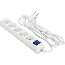 Мережевий фільтр 3 м, 2E, White, 5 розеток, 16А, до 3.5 кВт, виключатель, заземление (2E-U05ESM3W) - мініатюра 4