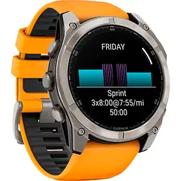 Смарт-годинник Garmin Fenix 8 AMOLED Sapphire 51mm Titanium with Spark Orange/Graphite Silicone Band (010-02905-10) [115048] - мініатюра 3