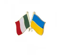 Подвійний значок-пін «Україна – Італія» 25 × 19 мм (00284) - мініатюра 2