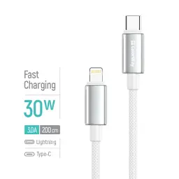 Дата кабель USB-C to Lightning 2.0m PD30W zinc alloy braided white ColorWay (CW-CBPDCL099-WT) - мініатюра 4