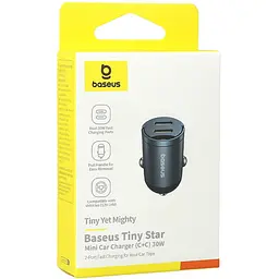 Автомобільний зарядний пристрій Baseus Tiny Star Mini Car Charger 2C 30W Cosmic Чорний - мініатюра 2