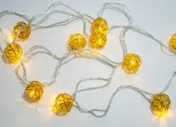 Декоративна гірлянда для інтер'єру (Xmas Golden Ball WW-1, 2 м, 10 LED, жовта) дротові кульки (ST)
