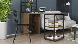 Стіл-тумба трансформер Смарт 3/2 з етажеркою Ferrum-decor 1430x1450x600 Чорний метал ДСП Дуб Сонома Трюфель 16 мм (FRD-105120) - мініатюра 2