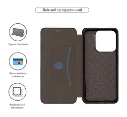 Чехол-книжка для ZTE Nubia V70 Design 4G/V70 Vita 4G, G-Case, черный, кожаный чехол-книга из экокожи (PU) и TPU, с магнитом, с подставкой и вместительным кардхолдером, противоударный, защита всего корпуса, ArmorStandart (ARM82967) - мініатюра 3