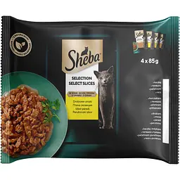 Набір корм для котів Sheba Select Slices з м'ясом птиці в соусі 4 шт. x 85 г