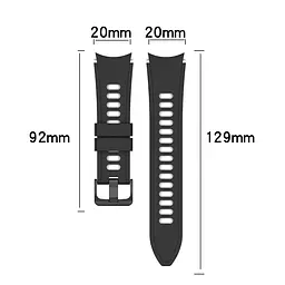 Ремінець для Samsung Galaxy Watch 4 44mm - чорно-білий ширина кріплення 20мм силікон Watchbands Ricco (W19-1WB10289017) - мініатюра 5