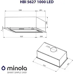 Витяжка вбудована Minola HBI 5627 GR 1000 LED - мініатюра 9