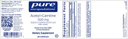Ацетил-L-карнітин Pure Encapsulations Acetyl-l-Carnitine 500 мг 60 капсул - мініатюра 2