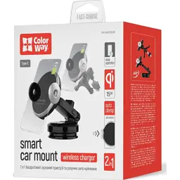 Універсальний автотримач ColorWay AutoSense Car Wireless Charger 15W (Dashboard + Air Vent) (CW-CHAW039Q-BK) - мініатюра 12