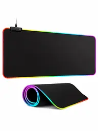 Килимок для миші ігровий RGB 70x30 см з прогумованою основою, чорний (49675893)