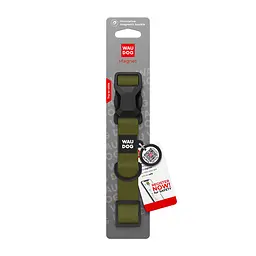 Нашийник для собак водостійкий Waudog Magnet з QR-паспортом магнітна пряжка-фастекс XL Ш 25 мм Д 38-58 см хакі - мініатюра 5
