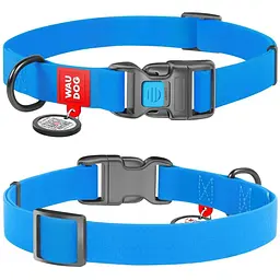 Нашийник для собак Waudog Waterproof, коллартекс, водостійкий, з QR паспортом, пластикова пряжка-фастекс, 24-40х2 см, блакитний - мініатюра 3