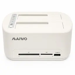 Док-станція клонувальник Maiwo для двох SSD/HDD 2.5/3.5" SATA USB 3.0 + SD/CF (K3082CR 6439) Біла