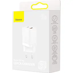 Мережевий зарядний пристрій Baseus Super Si Pro 30W USB-C + USB-A White (CCSUPP-E02) [69676] - мініатюра 6