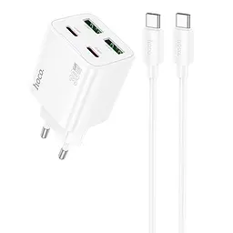 МЗП Hoco N56 Fundador PD30W four-port (2USB-A/2C) + кабель Type-C to Type-C White