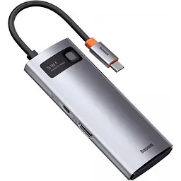USB-хаб Baseus Metal Gleam Series 5-in-1 Multifunctional Type-C Hub Space Gray (CAHUB-CX0G) [72630] - мініатюра 2