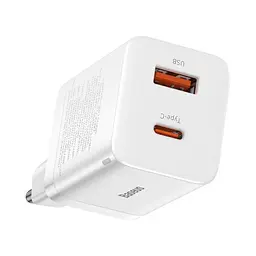 Сітчасте зарядне пристрій Baseus Super Si Pro Quick Charger C+U 30W EU білий CCSUPP-E02