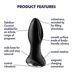 Анальна пробка Satisfyer Rotator Plug 2+ 12.8 см (чорний) - мініатюра 8