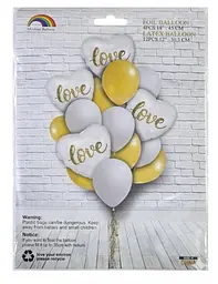 Набір повітряних фольгованих кульок із сердечками Love надувні декоративні для свят 12 шт. - мініатюра 2
