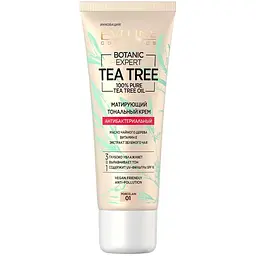 Матирующий антибактериальный тональный крем Eveline Botanic Expert Tea Tree 3 в 1 SPF 10 тон 01 (Porcelain) 30 мл