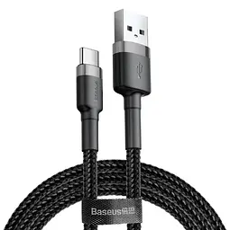 Кабель Baseus cafule Cable USB For Type-C 2A 2m сірий + чорний