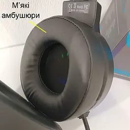 Навушники ігрові G606 USB з мікрофоном/регулюванням гучності та RGB підсвічуванням - мініатюра 4