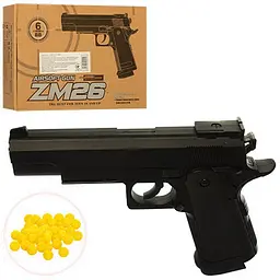 Дитячий пістолет на кульках 6 мм ZM26 металевий airsoft іграшка стріляюча BB 18 см