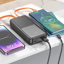 Павербанк 20000 mAh чорний зі швидким заряджанням батарея заряджання зовнішній акумулятор Power bank HOCO J119A PD22,5W - мініатюра 5